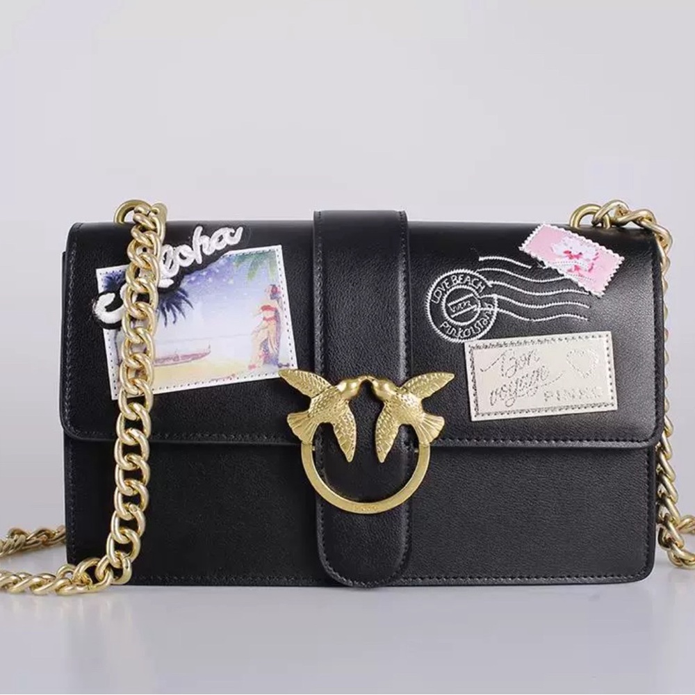 Pinko Love One Calfskin Crossbody Bag